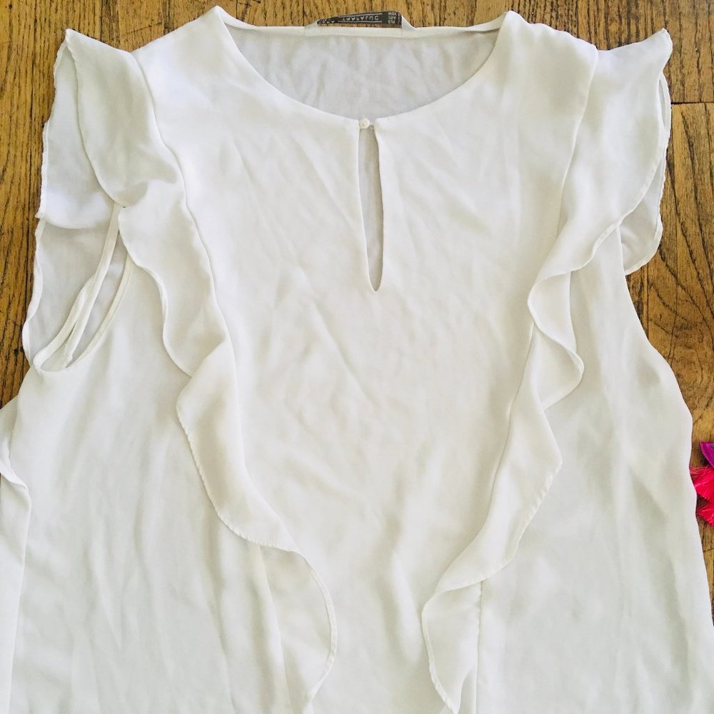 White Ruffle Blouse - Picture 2 of 2